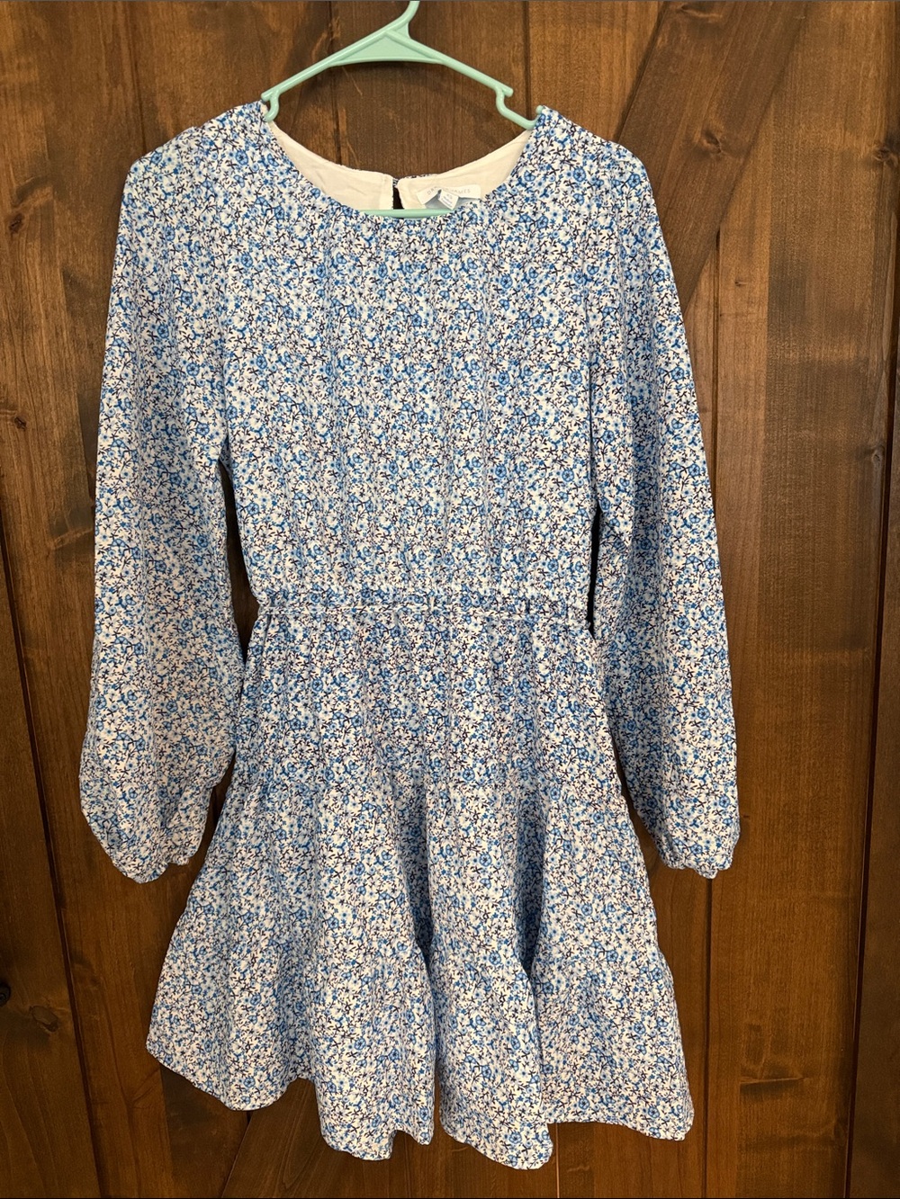 Draper James Blue Floral Long-Sleeve Casual Dress